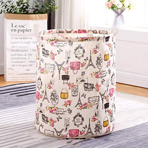 Product Cover Unibedding Large Laundry Hampers Storage Bin, Foldable with Waterproof PE Coating Storage Organizer for Kids Girls, Office, Bedroom, Clothes,Toys, Pink Paris Effiel Tower