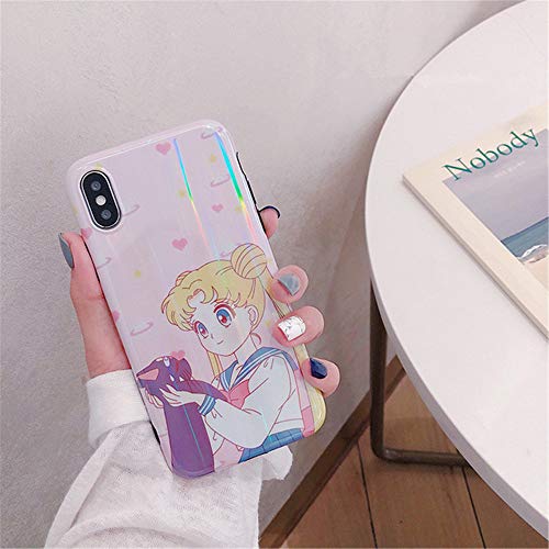 Product Cover for iPhone 7 Plus Case 8 Plus Cover, Japan Anime Cartoon Sailor Moon Case Kawaii Slim Smooth Silicone Soft Phone Case Back Cover for iPhone Xs Max XR 6S 7 8 Plus (Pink, for iPhone 7 Plus/8 Plus)