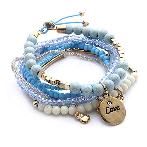 Product Cover Toporchid Retro Bohemian Beads Women Bangle Bracelets Colorful Beaded Charm Multilayers Elasticity Bracelet Jewelry(blue)