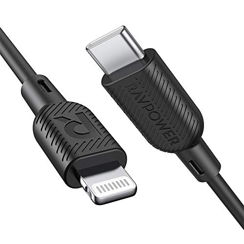 Product Cover USB C to Lightning Cable RAVPower [3ft Mfi Certified] Supports Power Delivery Fast Charging with Type C Pd Charger Compatible with iPhone 11/ Pro/Max/X/XS/XR/XS Max/8/Plus
