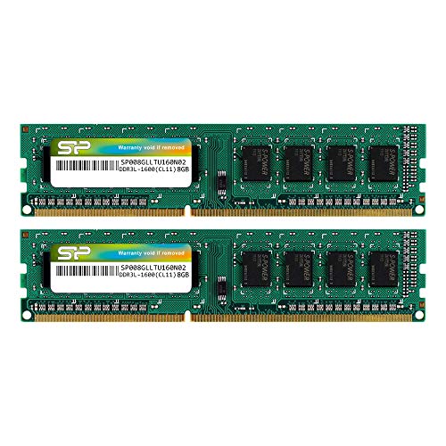 Product Cover Silicon Power 16GB (2 x 8GB) DDR3 1600MHz (PC3 12800) 240-pin CL11 1.35V Unbuffered UDIMM Desktop Memory Module - Low Voltage and Power Saving
