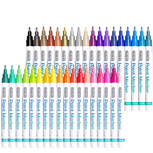 Product Cover Paint Pens, Shuttle Art 36 Colors Acrylic Paint Markers, Low-Odor Water-Based Quick Dry Paint Markers for Rock, Wood, Metal, Plastic, Glass, Canvas, Ceramic