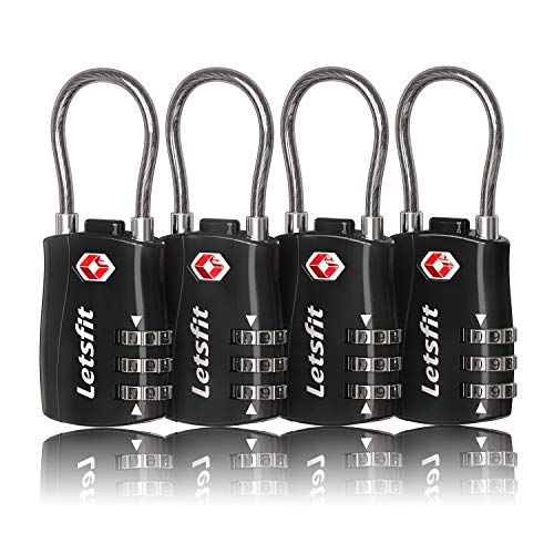 Product Cover TSA Approved Luggage Locks, Letsfit Combination Lock, Pad Locks for Backpacks, Ideal Small Cable Lock for Travel Luggage Sets
