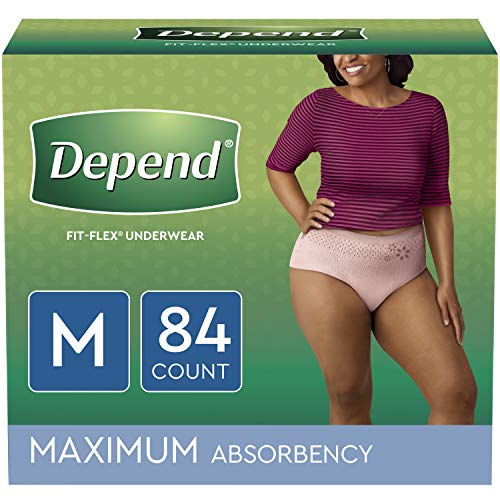 Product Cover Depend FIT-FLEX Incontinence Underwear for Women, Disposable, Maximum Absorbency, Medium, Blush, 84 Count