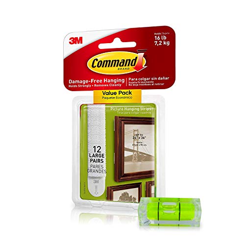 Product Cover Command Picture Hanging Kit| Damage-Free Hanging Strips & Leveler| Perfect for Hanging Small & Large Frames, Photos, Pictures on Walls & More| No Nail/Hook Damage| Easy Hanging (12 Pairs & Level)