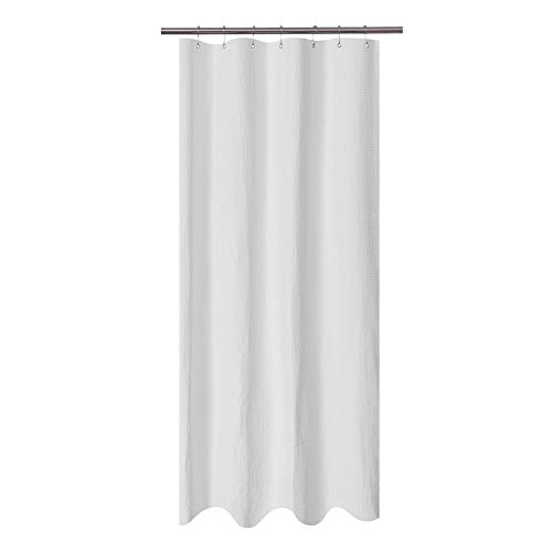 Product Cover Barossa Design Stall Fabric Shower Curtain Waffle Weave 36 x 75 inches Longer Size, Hotel Grade, Spa, 230gsm Heavy Duty, Water Repellent, Washable, White, 36x75
