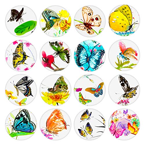 Product Cover Aligle 16pcs Beautiful Glass Refrigerator Magnets Insect Fridge stickers Funny for Office Cabinets Whiteboards Decorative Photo Abstract Butterfly