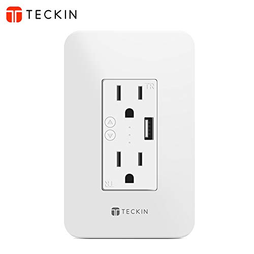 Product Cover Smart Wifi In-Wall Socket with 2 Outlets and 1 USB Port, TECKIN Smart Wall Plug Compatible with Alexa, Google Home and IFTTT, No Hub Required