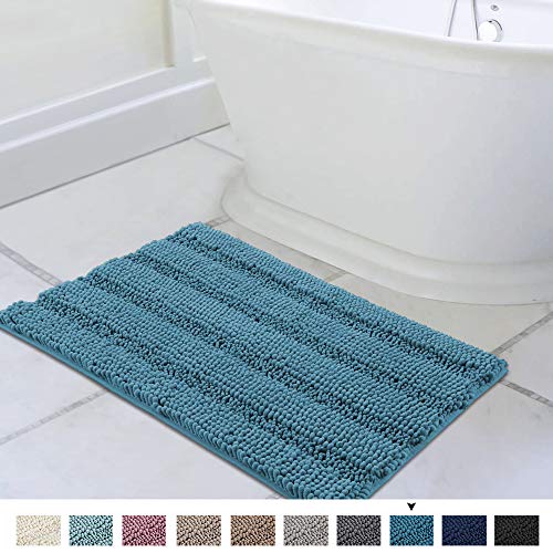 Product Cover Flamingo P Bath Mats for Bathroom Extra Soft and Absorbent - Non Slip Thick Shaggy Chenille Bathroom Rugs, Striped Bath Rugs Set for Indoor/Kitchen (1 Pack - 20