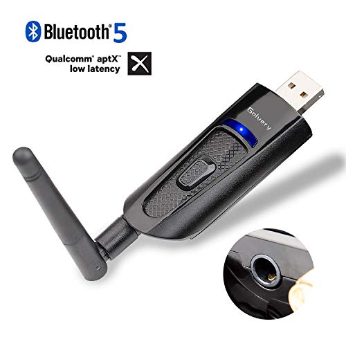 Product Cover Golvery USB Bluetooth 5.0 Audio Transmitter Adapter for PC PS4 Mac TV, Nintendo Switch, Wireless Audio Dongle with Voice Chat Mic Support, Pair 2 Headphones Simultaneously with No Lip Sync Delay