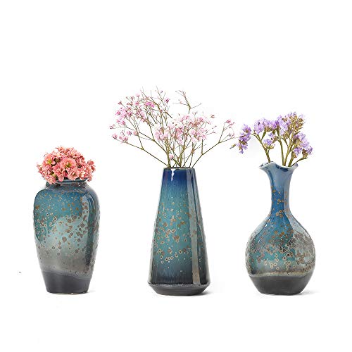 Product Cover CHP Ceramic Flower Vases Set of 3, Special Design Style of Flambed Glazed,Decorative Modern Floral Vase for Home Decor Living Room Centerpieces and Events