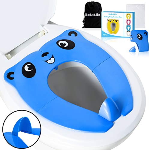 Product Cover RafaLife Bath Toys - [Upgrade Version] Portable Toilet Training Seat for Toddlers, Boys & Girls. Large Folding Travel Potty Seat. Extra Stable, Powerful and Safe, with Handy Carry Bag (Blue)
