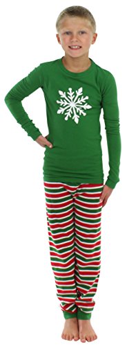 Product Cover SleepytimePJs Holiday Kid, Toddler, and Baby Long Sleeve Knit Pajamas PJ Sets (F18-STK-KS-STRIPE-GREEN-6Kid)