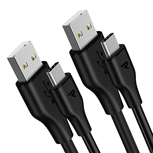 Product Cover RAMPOW USB-C Cable (2-Pack, 3.3 ft), Android USB to USB-C Fast Charger Cable, Compatible Samsung Galaxy S10/S9/S8/Note 9, LG V20/G5/G6, Sony and More-Black