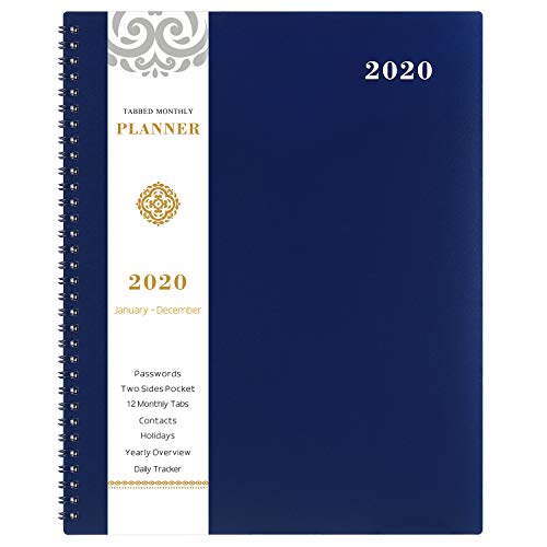 Product Cover 2020 Monthly Planner - 12-Month Calendar Planner with Tabs & Pocket & Label, Contacts and Passwords, 8.5