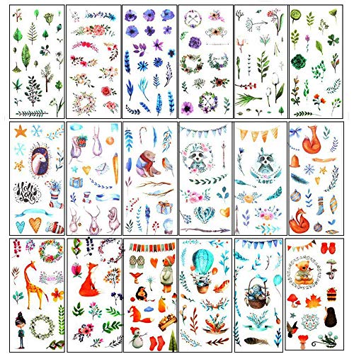 Product Cover Scrapbooking Stickers Set, 18 Sheets (280PCS) Flowers Scrapbooking Stickers Set for Diary, Album, Notebook, Bullet Journals, DIY Arts and Crafts, Calendars