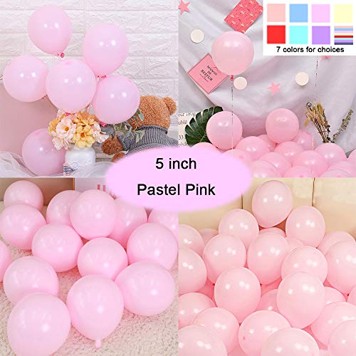 Product Cover Party Pastel Balloons 200 pcs 5 inch Macaron Candy Colored Latex Balloons for Birthday Wedding Engagement Anniversary Christmas Festival Picnic or Any Friends & Family Party Decorations-Pastel Pink