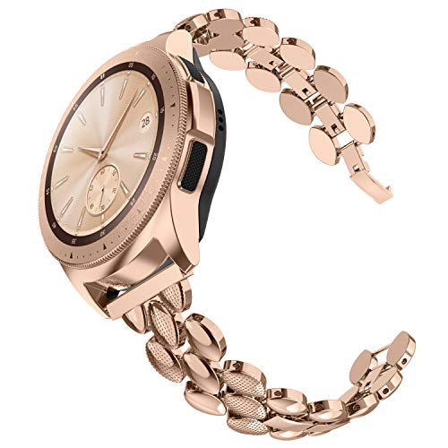Product Cover TOYOUTHS Compatible with Samsung Galaxy Watch 42mm Bands Women Stainless Steel Bracelet Replacement for Galaxy Active 2 40mm 44mm/Gear S2 Classic/Gear Sport Metal Strap Wristband 20mm Pins Rose Gold