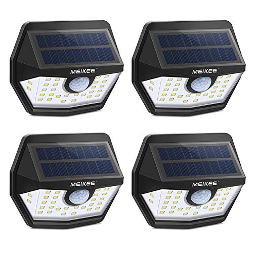 Product Cover MEIKEE Solar Lights Outdoor, 30 LED Wireless IP65 Waterproof Motion Sensor Light,Easy to Install Solar Lights with 120° Wide Angle,LED Solar Lights Perfect for Patio,Yard,Garden,Garage(450 LM,4-Pack)