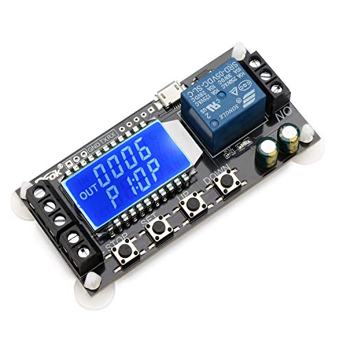 Product Cover Time Delay Relay, DROK Timer Delay Controller Module 5V 12V 24V Delay-off Cycle Timer 0.01s-9999mins Adjustable Trigger Delay Switch Control Relay Board with LCD Display Support Micro USB 5V Input