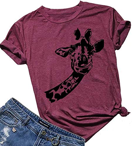 Product Cover MYHALF Women's Fun Animal Graphic Tees Casual Short Sleeve Summer Cute Tee Shirts Tops Red