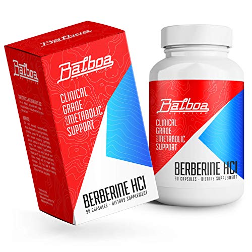 Product Cover Balboa Nutrition Berberine HCl 500mg Supplement - Blood Glucose, Digestive, Heart, Metabolism, Weight Loss Support - Premium Natural, Vegan Fat Burner Pills - Immune System Booster - 90 Capsules