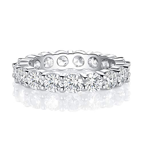 Product Cover MDFUN 18K White Gold Plated 4.0 Round Cubic Zirconia Eternity, Engagement, Wedding Band Ring for Women