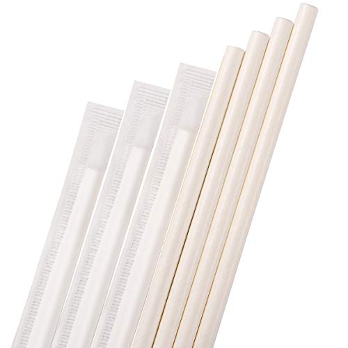 Product Cover Dye-Free Paper Straws,Plasticless 800-Pack Individually Wrapped Biodegradable Straws,7 3/4 inches Eco-friendly Straw Made from White Kraft