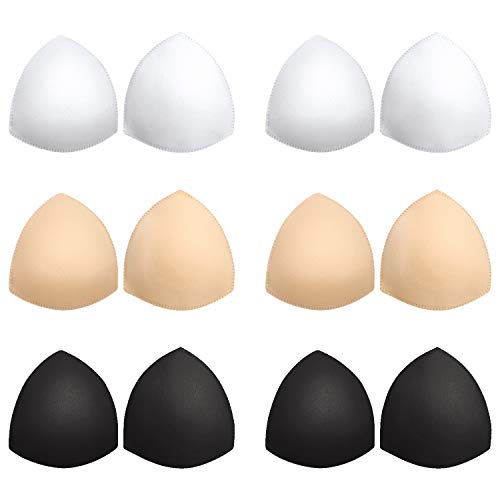 Product Cover Bra Pads Inserts 6 Pairs, Bra Cups Inserts, Removable Breast Enhancers Inserts for Women (Beige, Black, White)