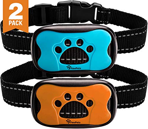 Product Cover PawPets Anti Bark Collar - No Shock Training Dog Collar - Humane with Vibration and Sound Barking Collar for Small Medium Large Dogs 5-110lbs - 2 Pack - Great as Gift
