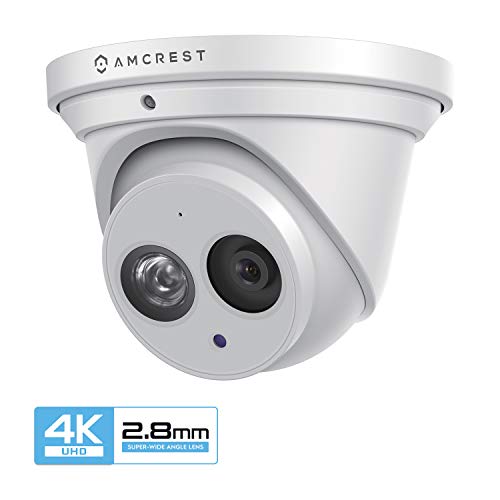 Product Cover Amcrest UltraHD 4K (8MP) Outdoor Security IP Turret PoE Camera, 3840x2160, 164ft NightVision, 2.8mm Lens, IP67 Weatherproof, MicroSD Recording (128GB), White (IP8M-T2499EW)
