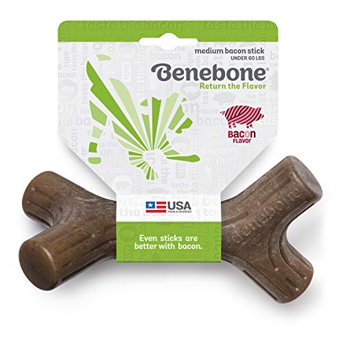 Product Cover Benebone Bacon Stick Durable Dog Chew Toy, Made in US, Real Bacon Flavor, Medium