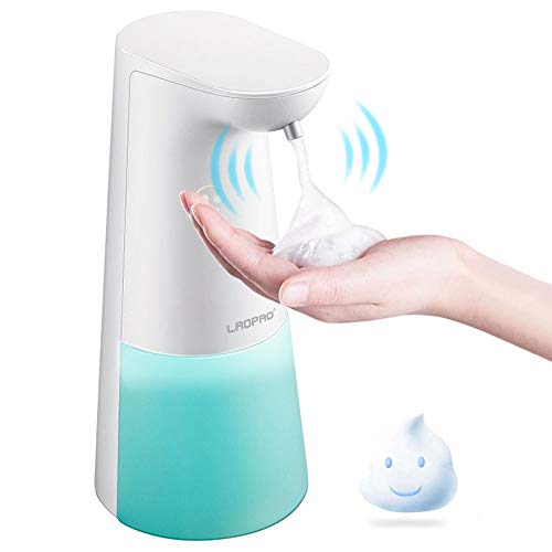 Product Cover LAOPAO Soap Dispenser, Touchless Foaming Soap Dispenser Hand Free Countertop Soap Dispensers 240ml Xmas Gift Automatic Soap Pump for Bathroom Kitchen (White)