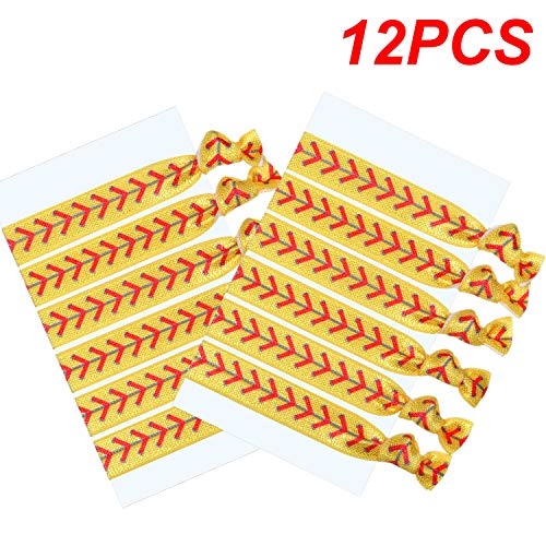 Product Cover 12 Pieces Hair Accessories, Girls Hair Ties No Crease Hair Elastics Set for Player and Teams (Softball Hair Accessories)