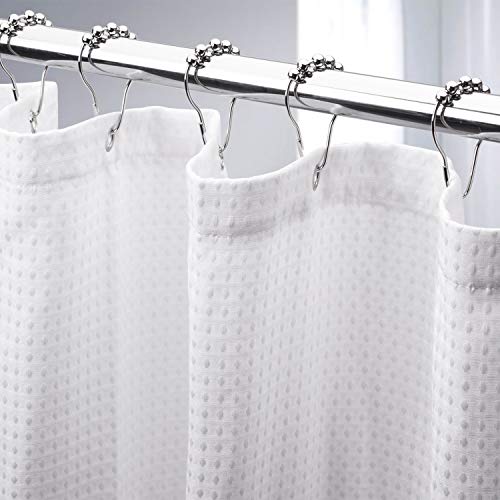 Product Cover AmazerBath Waffle Shower Curtain, Heavy Duty Fabric Shower Curtains with Waffle Weave Hotel Quality Bathroom Shower Curtains, 72 x 72 Inches(White Honeycomb)