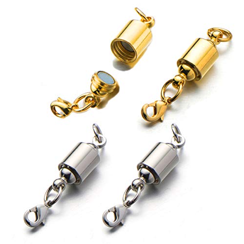 Product Cover Zpsolution Magnetic Jewelry Clasps for Necklace Bracelet, Screw-in System Lobster Clasp, Silver/Gold 4pcs