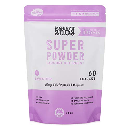 Product Cover Molly's Suds Super Powder Detergent, Natural Extra Strength Laundry Soap, Stain Fighting and Safe for Sensitive Skin, 60 Loads, Lavender Scent