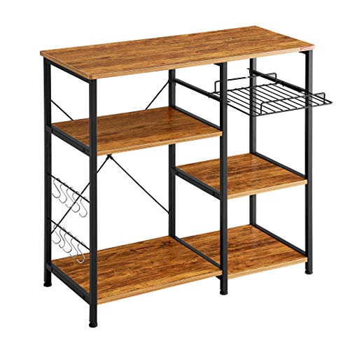 Product Cover Mr IRONSTONE Kitchen Baker's Rack Vintage Utility Storage Shelf Microwave Stand 3-Tier+3-Tier Table for Spice Rack Organizer Workstation