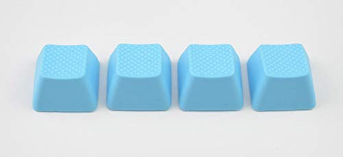 Product Cover Blank TPR Rubber Gaming Keycaps 4 Keys Set 1u for Cherry MX Mechanical Keyboards Compatible OEM (R1, Neon Blue)