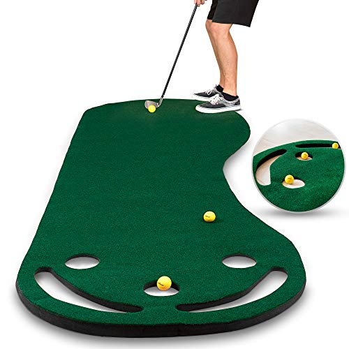 Product Cover Abco Tech Golf Putting Green Grassroots Mat - 9ft x 3ft - Outdoor and Indoor Use - Perfect for Practicing and Training - Includes Free 3 Yellow Golf Balls