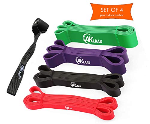 Product Cover AKlaas Fit Pull Up Assist Bands - Heavy Duty Resistance Band, Mobility & Powerlifting Exercise Bands, Perfect for Body Stretching, Powerlifting, Resistance Training, Single Band & Set (Set Of 4 Bands)