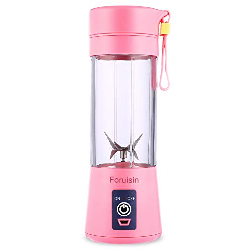 Product Cover Foruisin Portable Personal Blender, Household Juicer fruit shake Mixer -Six Blades, 380ml Baby cooking machine with USB Charger Cable (Pink)
