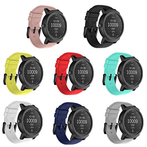 Product Cover TECKMICO 8PCS Ticwatch E Bands,20mm Silicone Smart Watch Replacement Bands for Ticwatch E/Ticwatch 2/Vivoactive 3 Watch with Quick Release (8-Colors Pack, Buckle Design)
