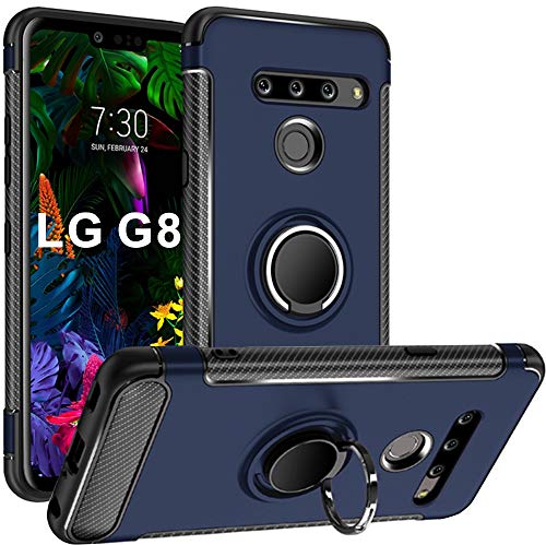 Product Cover HNHYGETE Designed for LG G8 ThinQ Case/LG G8 Case,360 Degree Rotating Ring Holder Layer Heavy Duty Non Slip Shockproof Bumper Rugged Protective Cover(2019) 6.1