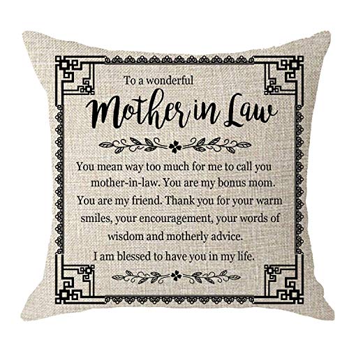 Product Cover NIDITW Nice Mother-in-Law Stepmother Birthday Gift to A Wonderful Mother-in-Law Body Cream Burlap Throw Pillow Cover Pillowcase Pillow Sham Sofa Couch Decorative Square 18x18 inches