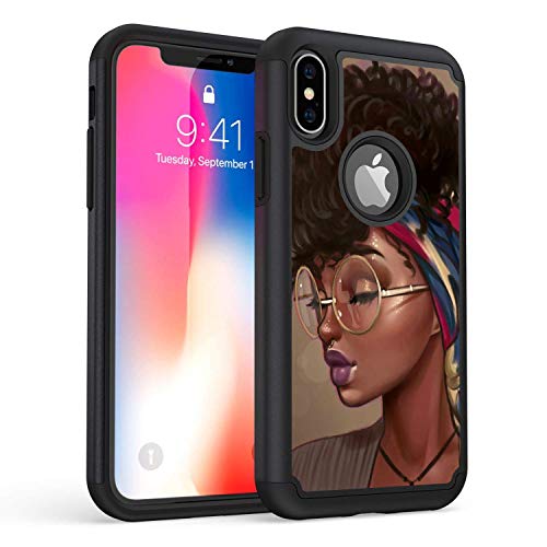 Product Cover iPhone Xs Max Case, Rossy Shockproof Heavy Duty Hybrid TPU Plastic Dual Layer Armor Defender Protection Case Cover for Apple iPhone Xs Max 6.5 Inch 2018,African American Girls
