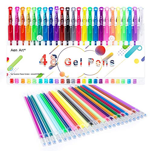 Product Cover Color Gel Pens for Kid Adult Coloring Books, 24 Colors Gel Art Markers Fine Point Pen with 24 Refills for School Office Art Suppliers