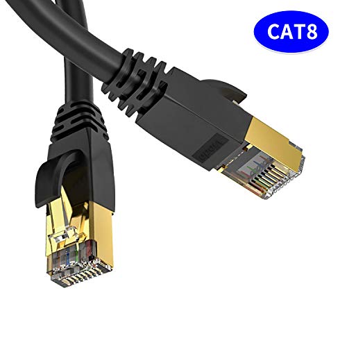 Product Cover Viodo CAT8 Ethernet Cable,Professional Network Patch Cable 40Gbps 2000Mhz S/FTP LAN Wires, High Speed Internet Cable Cord with RJ45 Gold Plated Connector for Router,Modem,Gaming, Xbox (0.5m/1.64ft)