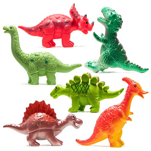 Product Cover Prextex Dinosaur Baby Bath Toys 6 Piece Set for Baby and Toddler Bathtub Water Squirt Toys Dinosaur Party Favors