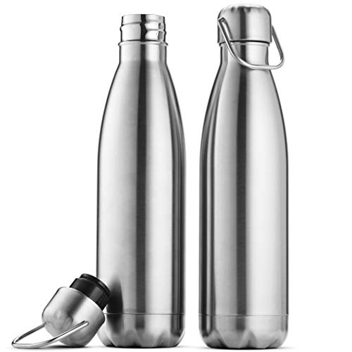 Product Cover Premium Stainless Steel Water Bottle (Set of 2) 17 Ounce, Sleek Insulated Water Bottle, Keeps Hot and Cold, Leakproof BPA Free Lids, Sweat Proof Water Bottles, Great for Travel, Picnic, Camping Etc.